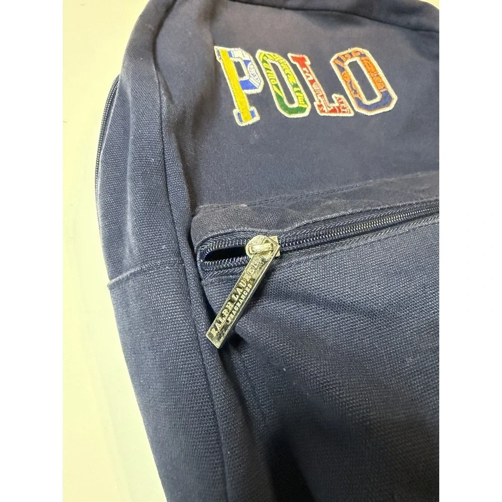 Polo Ralph Lauren Unisex Multicolor Colorful Patch Letter Logo Navy Backpack